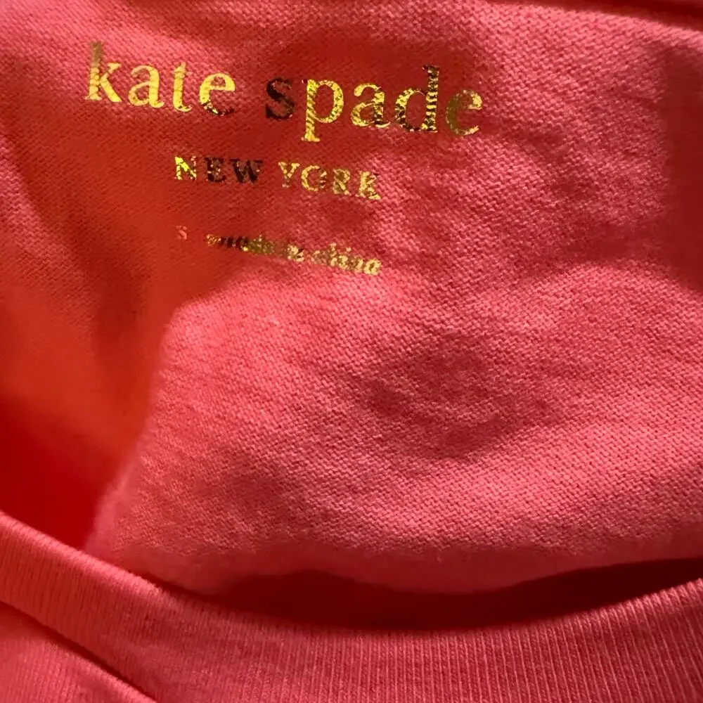 Kate Spade Deep Dahlia Peplum Tee, Coral Pink, 100% Cotton, Size Small